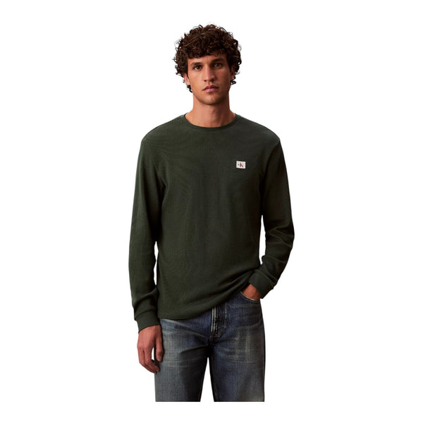 Maglie Uomo Calvin Klein - Ls Eu Badge 350Terry Cn Swtshrt - Verde