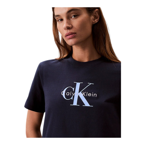 T-shirt Donna Calvin Klein - Hr Ss Clssc Mnlg Cnc - Blu