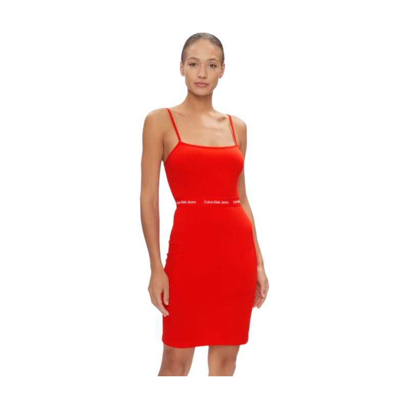 Vestiti casual Donna Calvin Klein - Logo Elastic Strappy Dress - Rosso