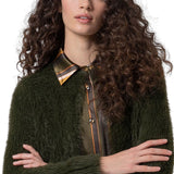 Cardigan Donna Surkana - Giacca in maglia effetto pelliccia - Verde