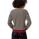 Cardigan Donna Surkana - Cardigan scollo a v a righe - Nero