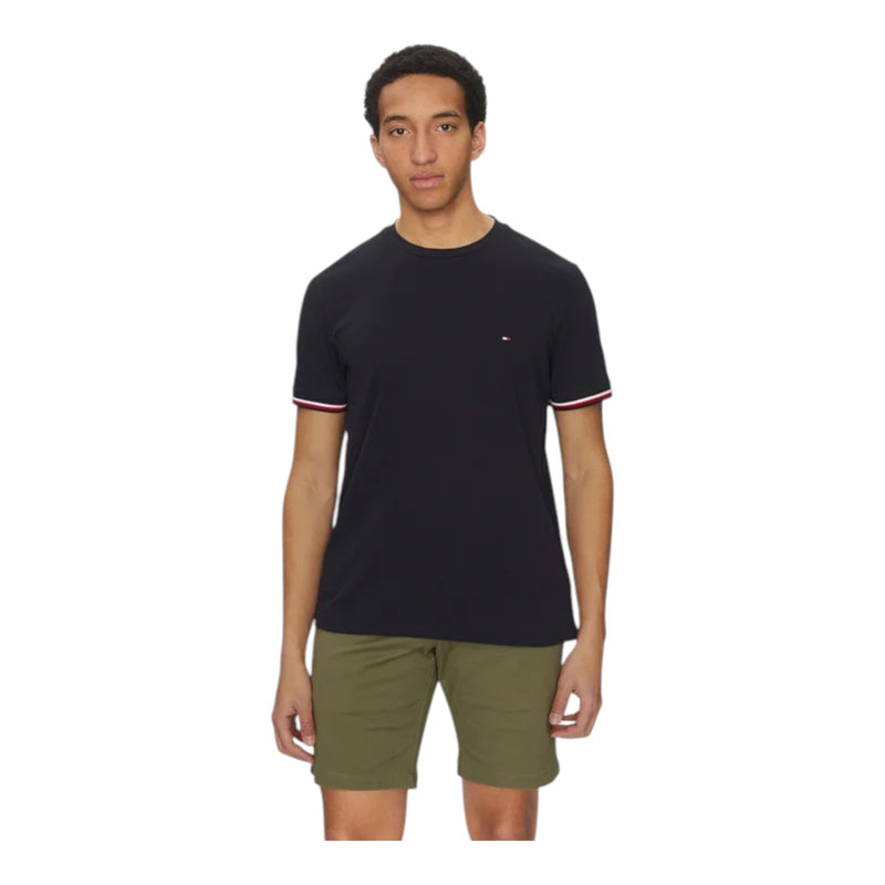 T-shirt Uomo Tommy Hilfiger - Global Stripe Cuff Tee - Blu