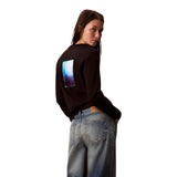 Maglie a manica lunga Donna Calvin Klein - Ls Satin Ombre Graphic Tee - Nero