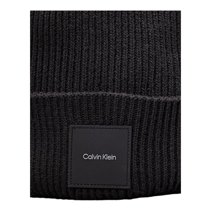 Berretti in maglia Donna Calvin Klein - Cotton/Wool Fine Rib Beanie - Nero