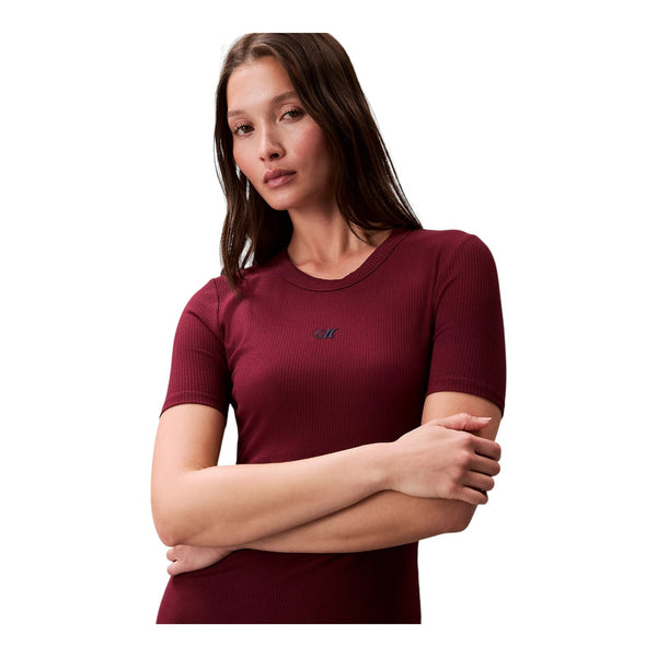 Vestiti casual Donna Calvin Klein - A - Modal Rib Ss Dress - Bordeaux