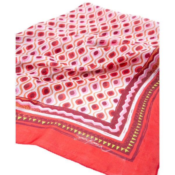 Foulard Donna Surkana - Foulard Quadrato Fantasia - Rosso