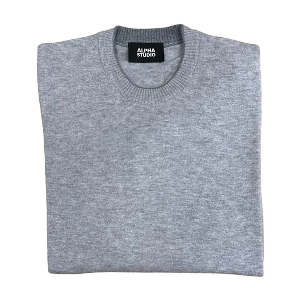 Maglioni Uomo Alpha Studio - Girocollo M/L Contrasti Geelong Base - Grigio