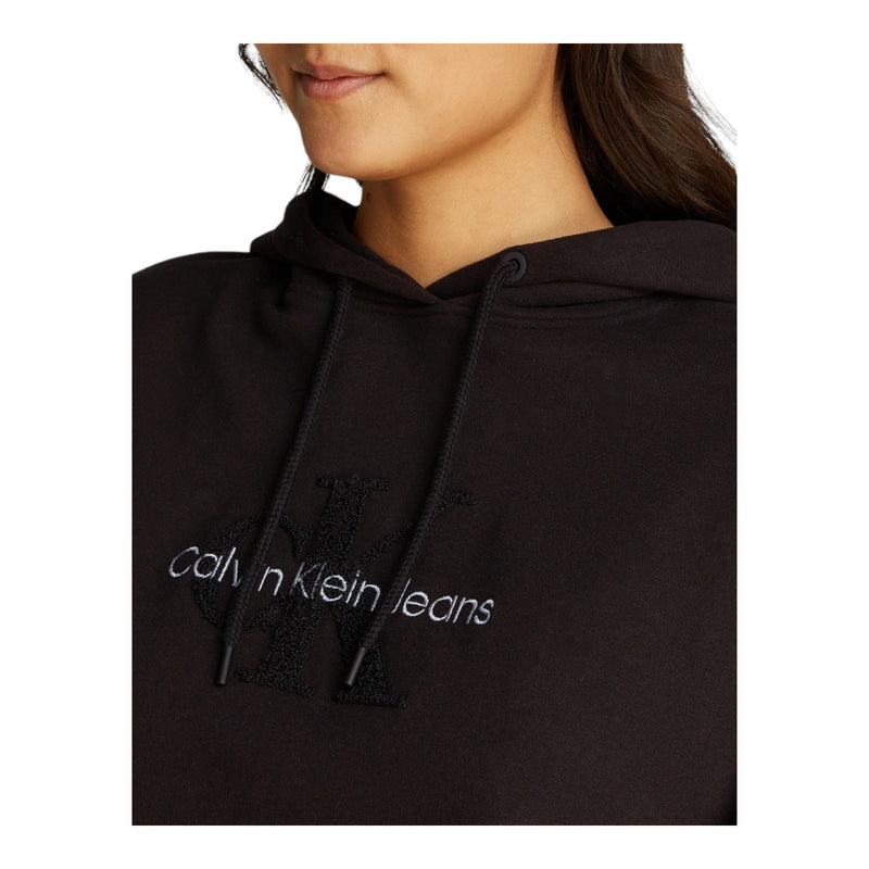 Felpe con cappuccio Donna Calvin Klein - Chenille Monologo Hoodie - Nero