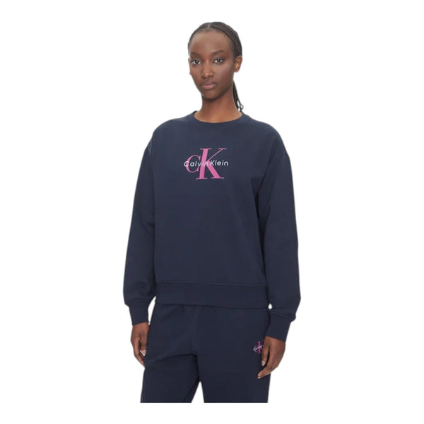 Felpe senza cappuccio Donna Calvin Klein - Ls Mnlg Frnch Trry R - Blu