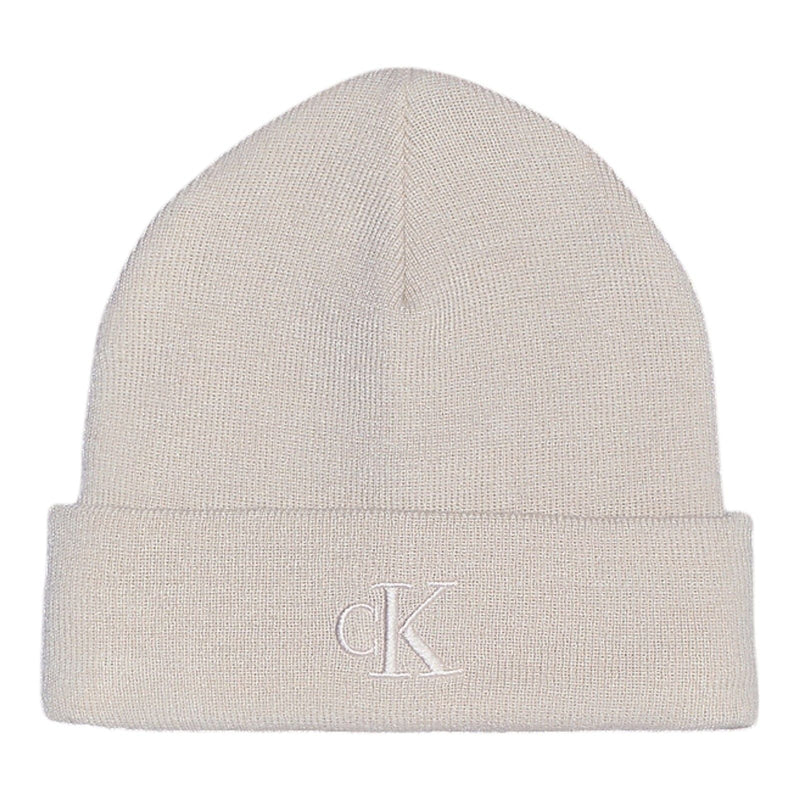 Berretti in maglia Donna Calvin Klein - Monogram Embro Beanie - Panna