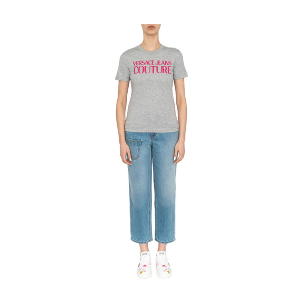 T-shirt Donna VERSACE JEANS COUTURE - R Logo Rubber Organic Cotton Jersey - Grigio