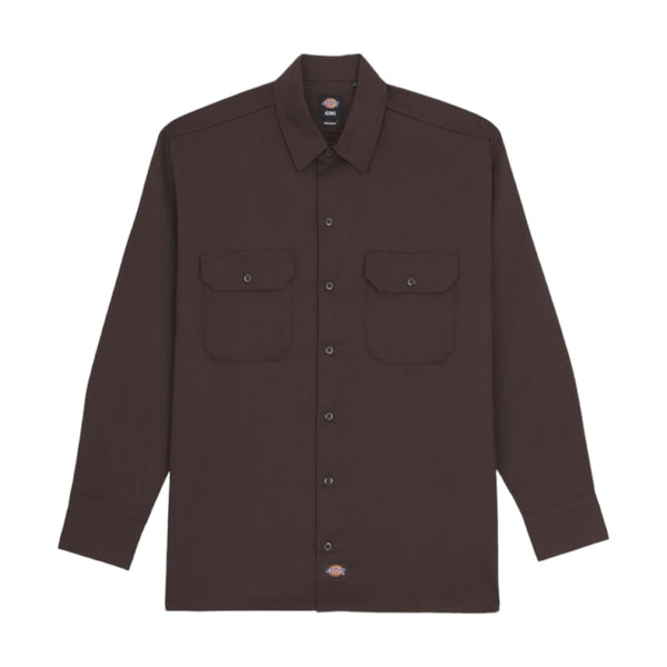 Camicie casual Uomo Dickies - Work Shirt Ls Rec - Marrone