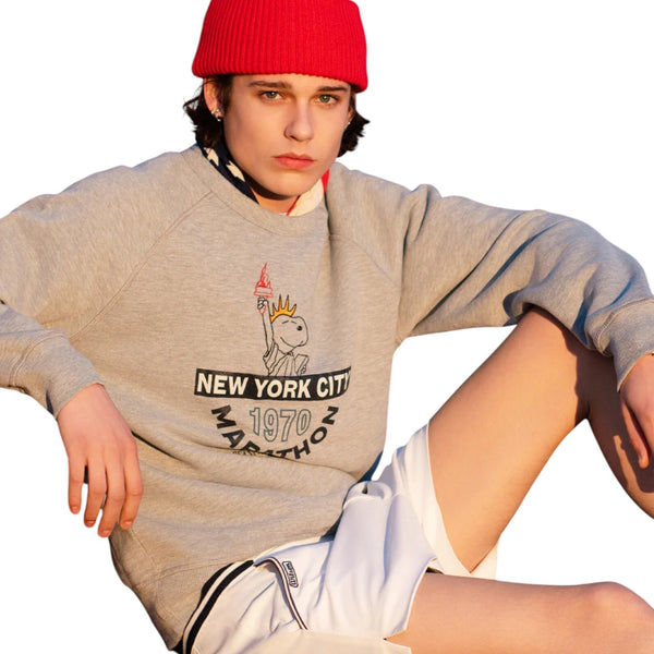 Felpe senza cappuccio Uomo In The Box - Felpa Girocollo Snoopy New York Marathon - Grigio