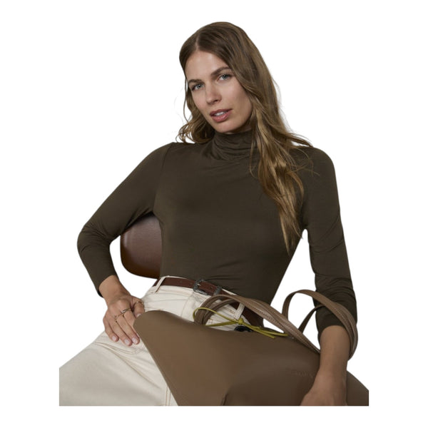 T-shirt Donna Surkana - T-shirt aderente a collo alto - Marrone