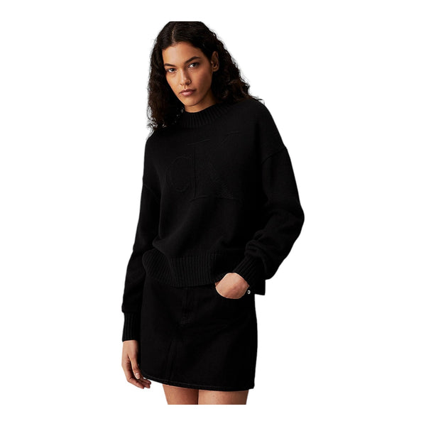 Maglioni Donna Calvin Klein - Ck Intarsia Loose Sweater - Nero