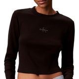 Maglie a manica lunga Donna Calvin Klein - A- Ls Monogram Baby Tee - Nero