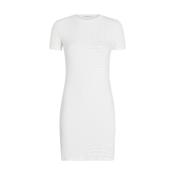 Vestiti casual Donna Calvin Klein - Aop Rib Short Sleeve Dress - Bianco