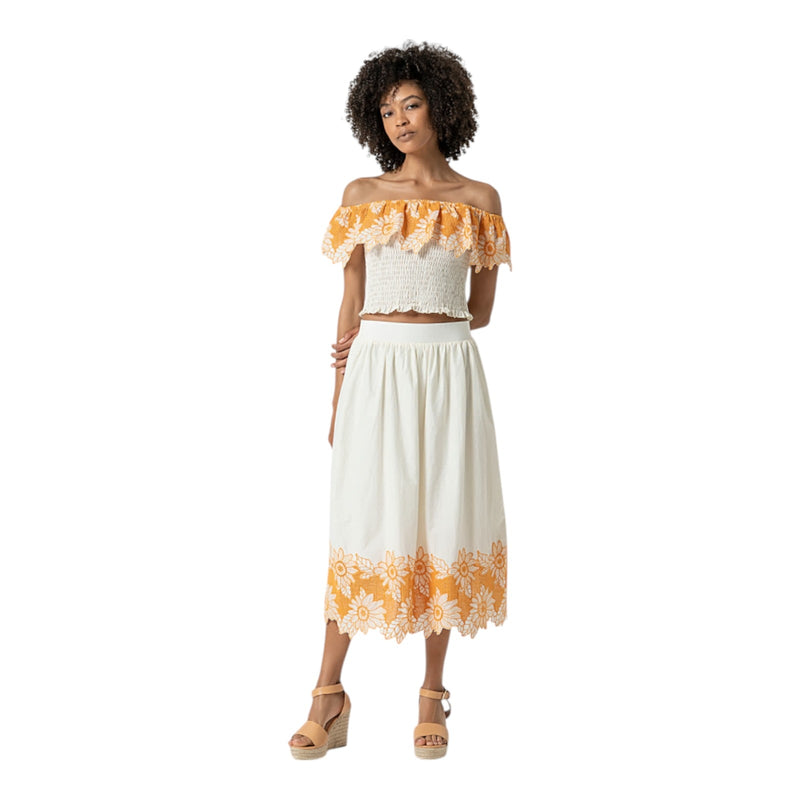 Gonne casual Donna Surkana - Gonna lunga con ricamo sul fondo - Beige