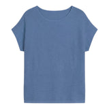 Maglie Donna Surkana - Maglione con collo a barca e maniche corte - Celeste