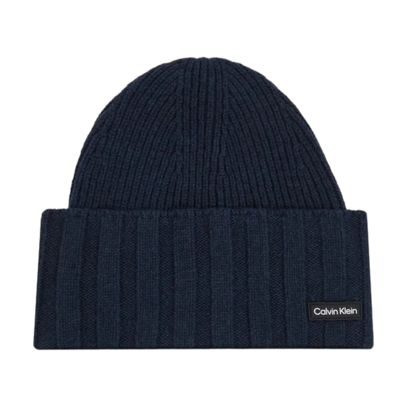 Berretti in maglia Uomo Calvin Klein - Monologo Patch Beanie - Nero