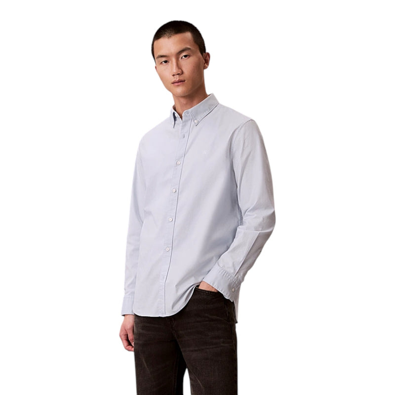 Camicie casual Uomo Calvin Klein - Ls Solid Oxford Classic Shirt - Blu