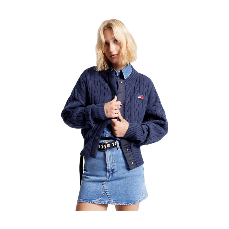 Cardigan Donna Tommy Hilfiger - Tjw Badge Cable Cardigan - Blu