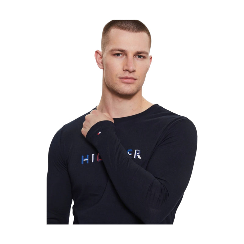 T-shirt Uomo Tommy Hilfiger - Rwb Hilfiger Ls Tee - Blu