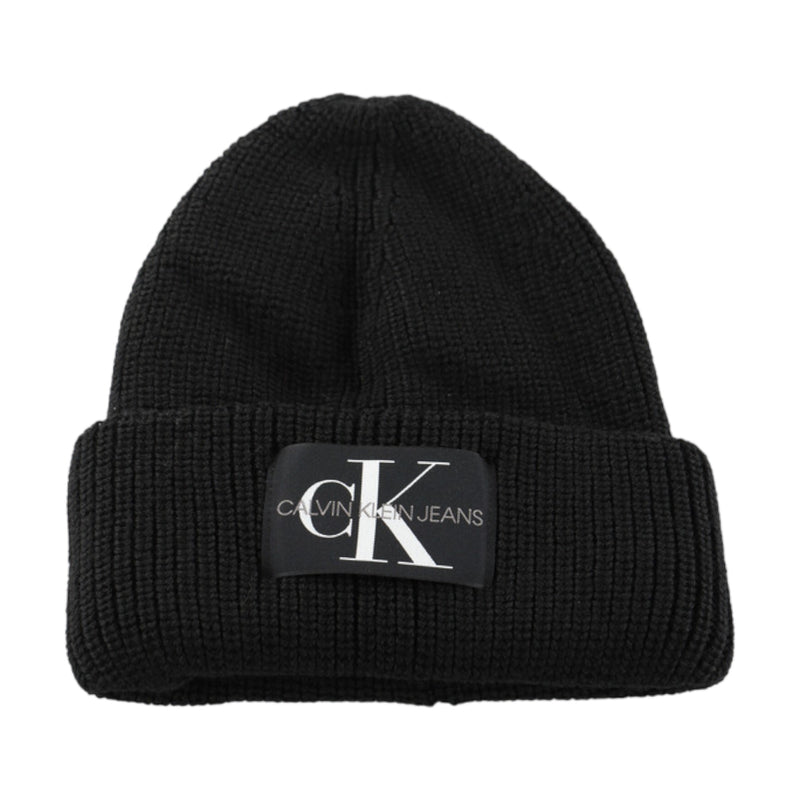 Berretti in maglia Uomo Calvin Klein - Monologo Patch Beanie - Nero