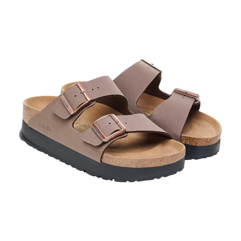 Sandali Donna Birkenstock - Arizona Platform mocca veg, Birko Flor - Marrone