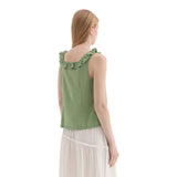 Canotte e top Donna nice things - Cotton Voule Ruffle Top - Verde