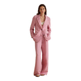 Pantaloni Donna Yerse - Pantalone Palazzo Misto Lino - Rosa