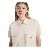 Camicie Donna Dickies - Work Shirt Cropped Ss W Whitecap Gray - Panna
