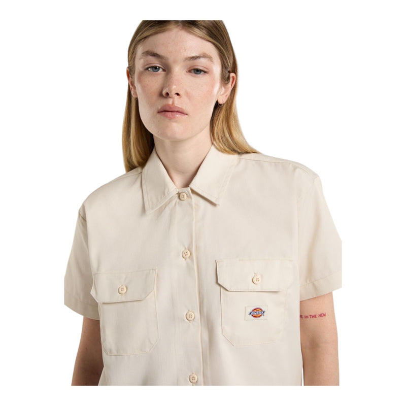Camicie Donna Dickies - Work Shirt Cropped Ss W Whitecap Gray - Panna