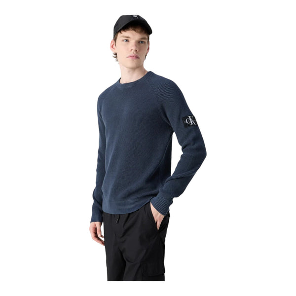 Maglie Uomo Calvin Klein - Badge Easy Sweater - Blu