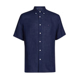 Camicie casual Uomo Tommy Hilfiger - Pigment Dyed Linen Rf Shirt S/S - Blu