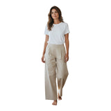 Pantaloni Donna Alpha Studio - Panta Wide Leg Popeline Unito - Sabbia