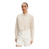 Camicie Donna Calvin Klein - Woven Label Cropped Shirt - Bianco