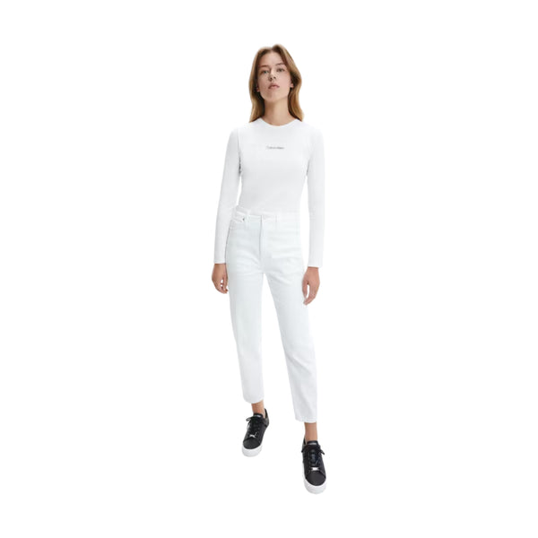 Maglie a manica lunga Donna Calvin Klein - Mini Calvin Klein  Slim Ls Tee - Bianco