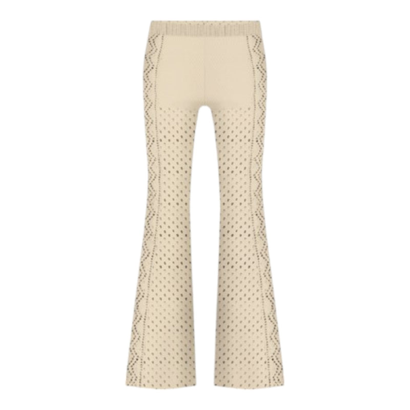 Pantaloni Donna Mc2 Saint Barth - Alva Knitted Flared Pants Mid Rise - Beige
