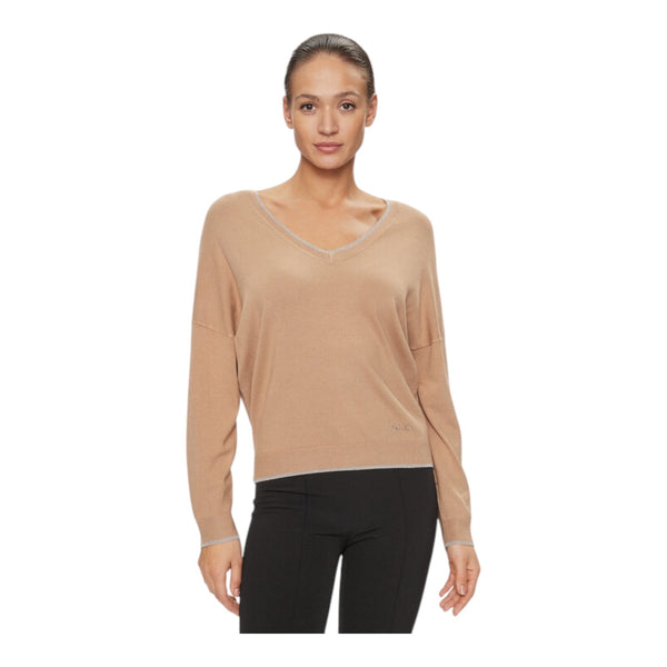 Maglie Donna Liu Jo - Ecs Maglia Chiusa M/L V Over - Beige