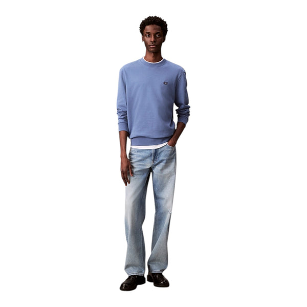 Maglie Uomo Calvin Klein - Ls Eu Badge 350Terry Cn Swtshrt - Azzurro