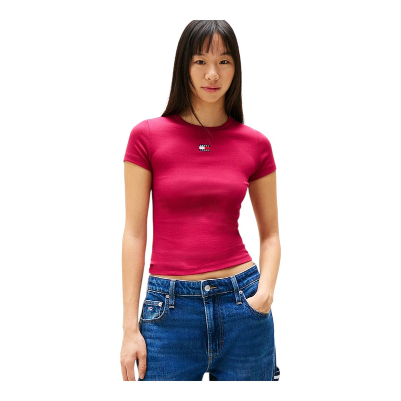 T-shirt Donna Tommy Hilfiger - Tjw Slim Badge Rib Tee - Bordeaux