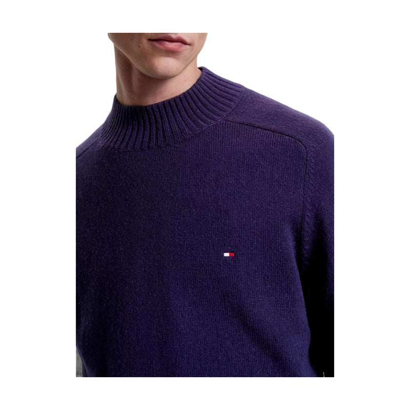 Maglioni Uomo Tommy Hilfiger - Multi Htr Merino Mock Nk - Blu