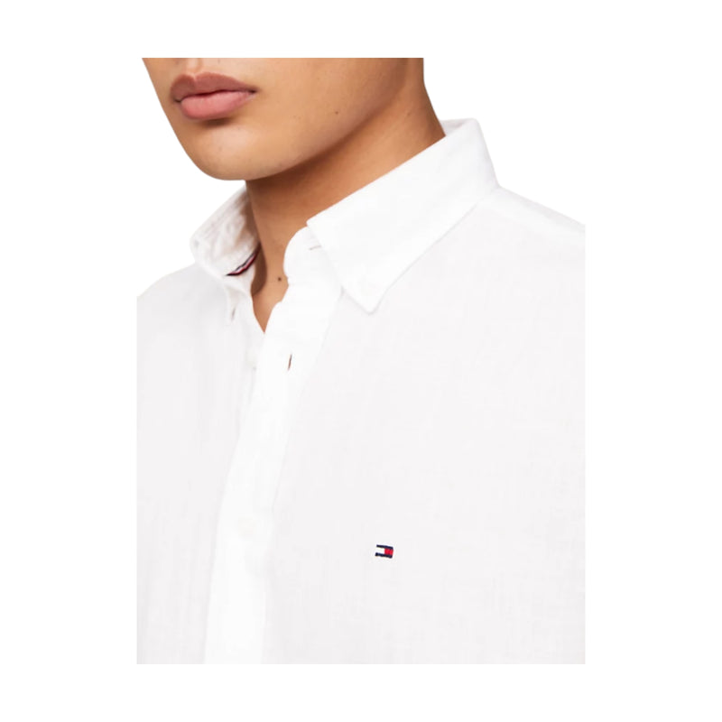 Camicie casual Uomo Tommy Hilfiger - Pigment Dyed Linen Rf Shirt S/S - Bianco