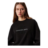 Felpe senza cappuccio Donna Calvin Klein - Chenille Monologo Crewneck - Nero