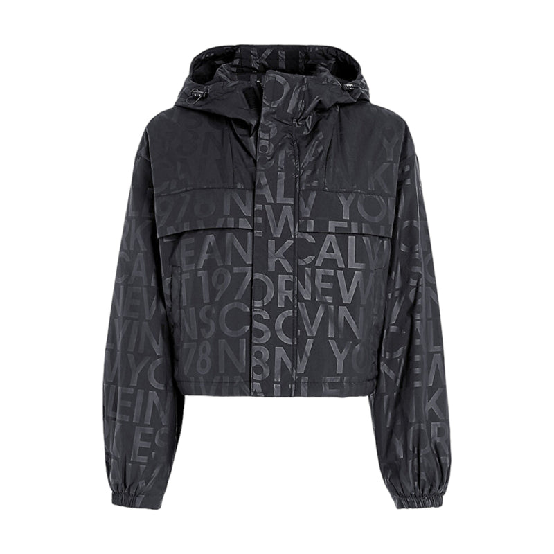 Giubbini Donna Calvin Klein - Short Hooded Logo Aop Jacket - Nero