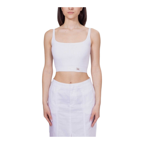 Canotte e top Donna Calvin Klein - Woven Label Sweater Bralette - Bianco