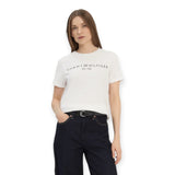 T-shirt Donna Tommy Hilfiger - Reg Corp Logo C-Nk Ss - Bianco