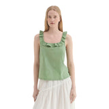 Canotte e top Donna nice things - Cotton Voule Ruffle Top - Verde