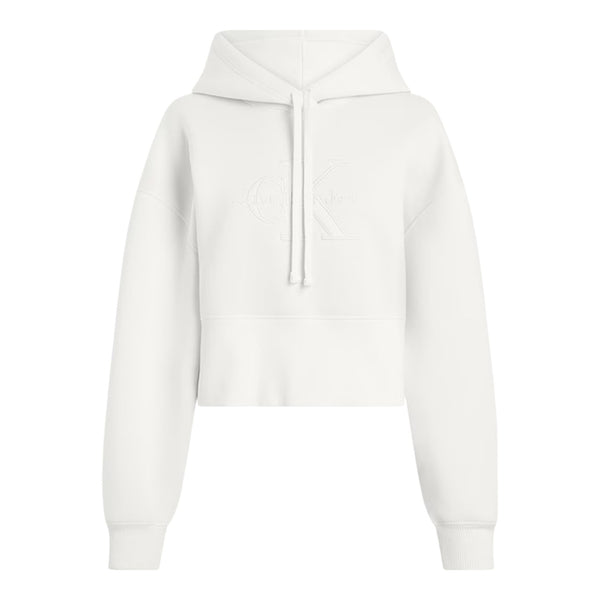 Felpe con cappuccio Donna Calvin Klein - Scuba Premium Monologo Hoodie - Bianco